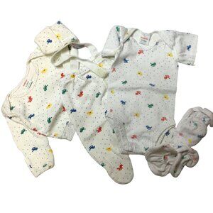 HEALTHEX 5-Piece Baby Bodysuit Top Footed Pant Booties  3 -6-9 M 100% Cotton VBC